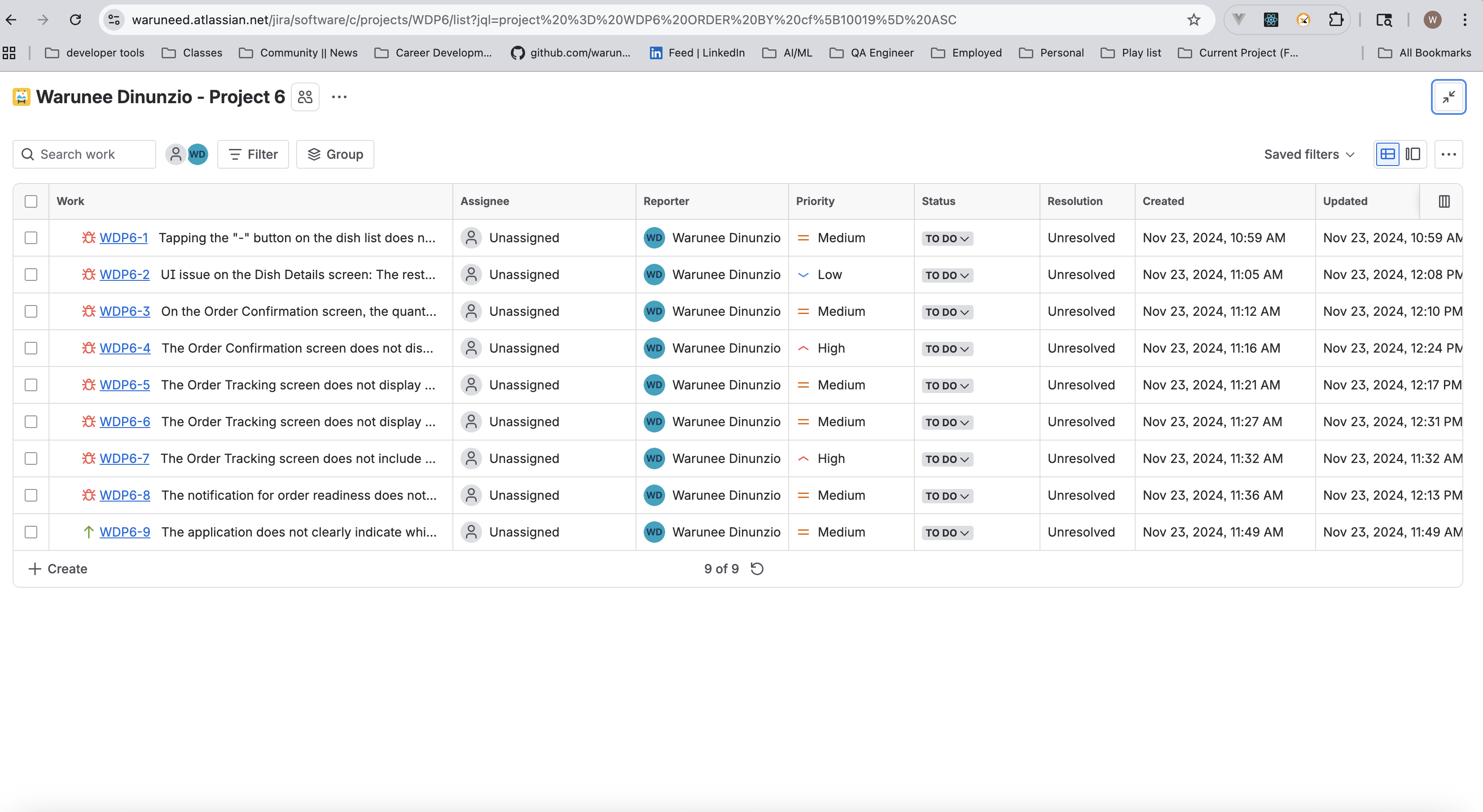 Jira bug report